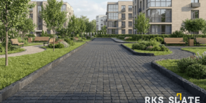 Брусчатка RKS Slate Belgian Black 100х100 мм и бордюр (поребрик) из камня Belgian Black (1)