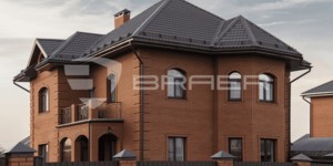 Кирпич облицовочный BRAER КРАСНЫЙ на фасаде дома фото (3)